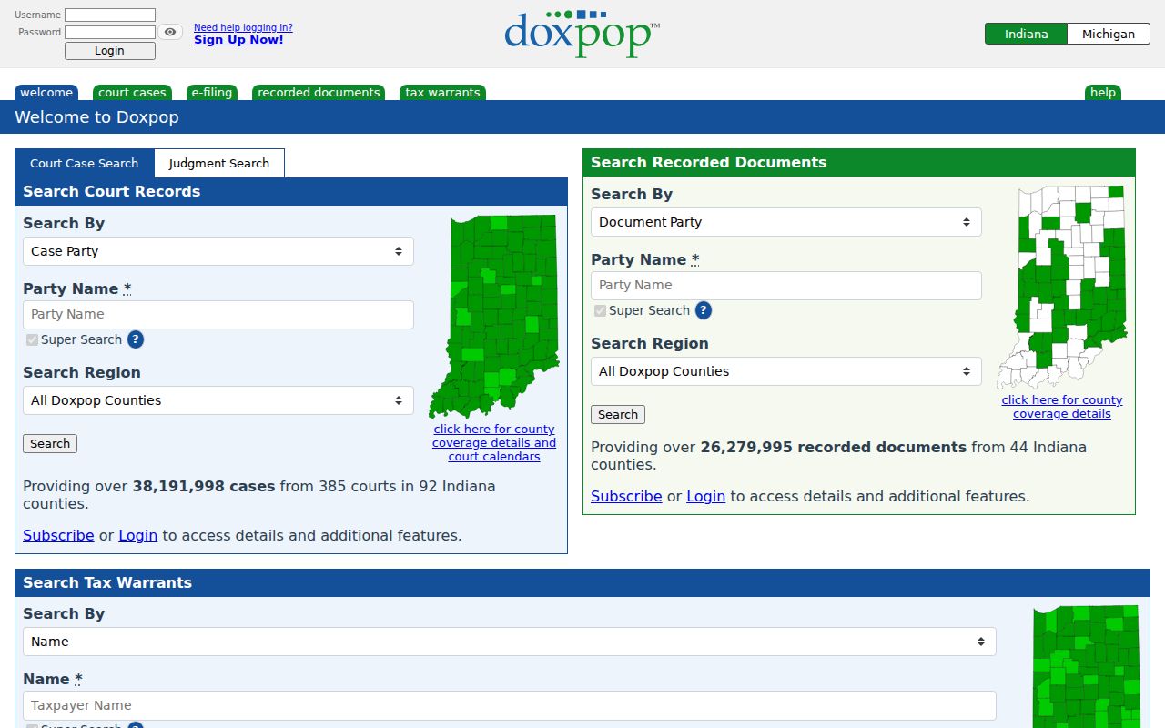 Doxpop party and region search controls