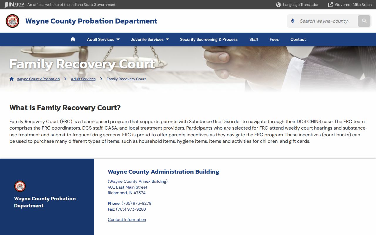 Wayne County court schedule for Family Recovery Court program