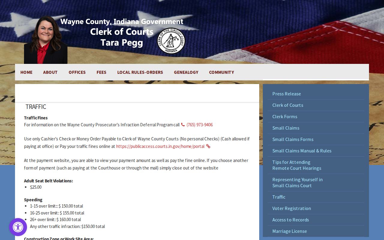 Wayne County traffic fine amounts and ticket procedure